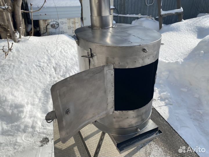 Печь титановая складная для палатки бочонок