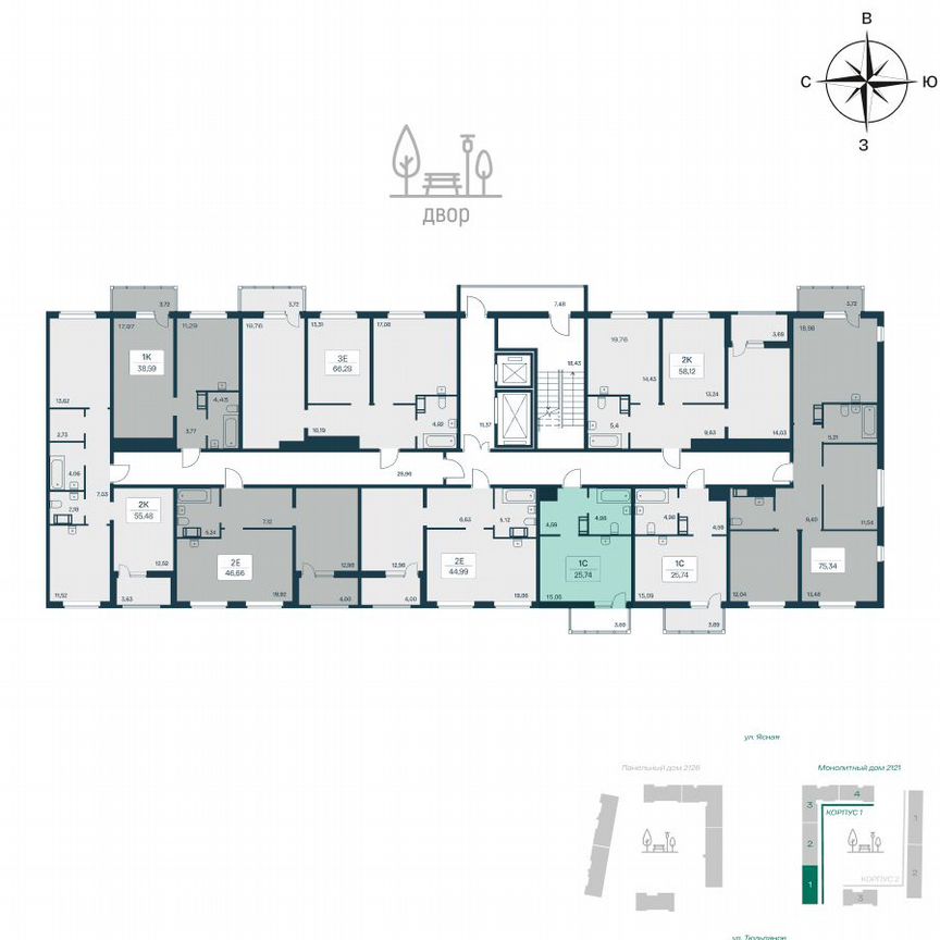 Квартира-студия, 25,7 м², 6/11 эт.