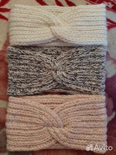 Повязка на голову вязаная. Новая