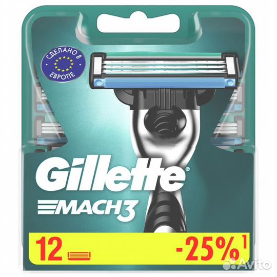 Gillette Сменные кассеты Mach3, 12 шт. #376371