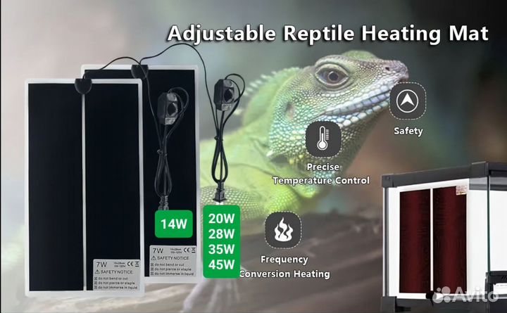Термоковрики для рептилий Lucky Herp: 7W, 14W и др