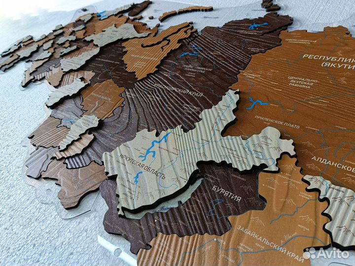 Деревянная карта России из дерева, Нефтеюганск