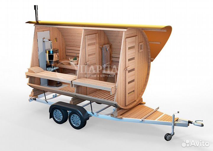 Баня бочка на колесах Аренда