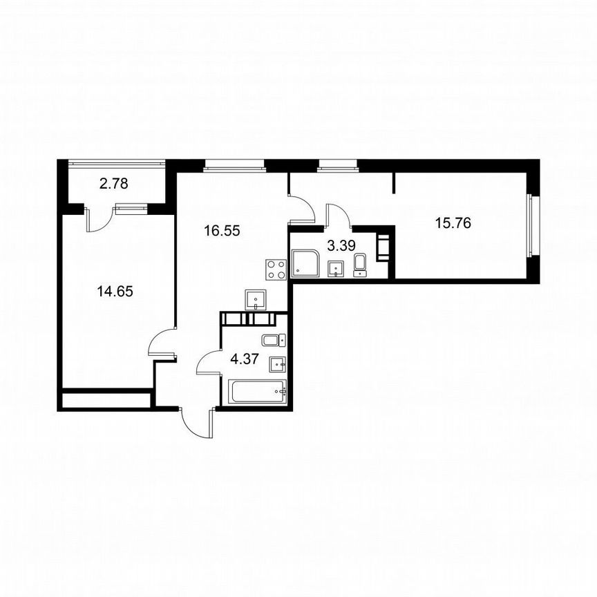 2-к. квартира, 56,1 м², 5/9 эт.