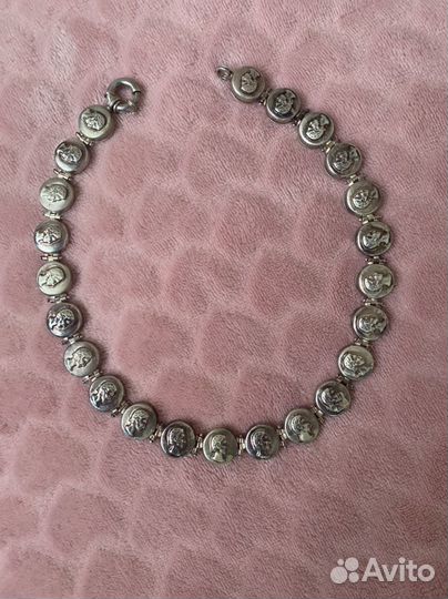 Серебряный комплект винтаж ожерелье-чокер, браслет