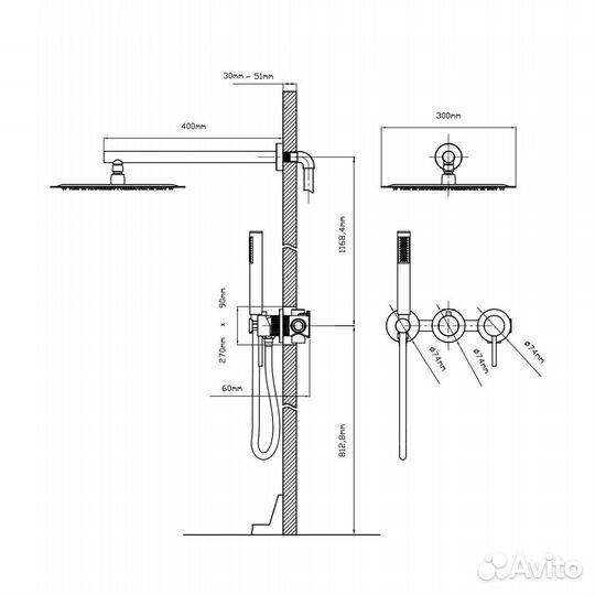 Душевой комплект Groove vsfw-4G01BG4, золото