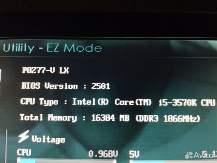 Asus p8z77 v lx +i5 3570k+16Gb 1866MHz