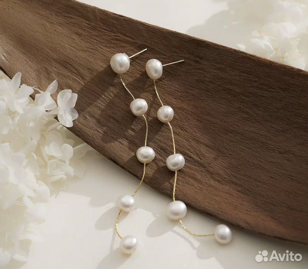 Серьги с натуральным жемчугом