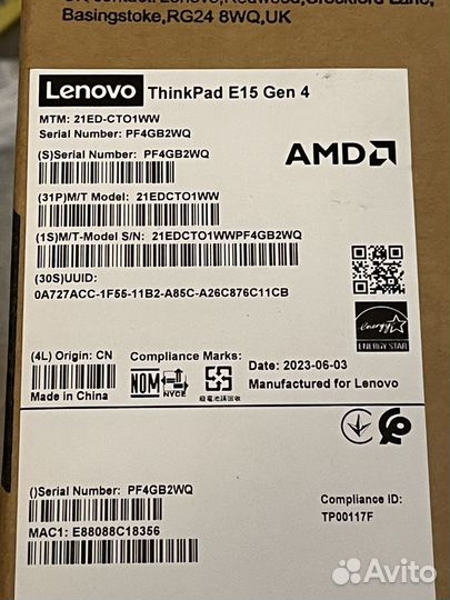 Lenovo TihnkPad E15 Gen4 Ryzen/16Gb/512Gb/Win 11