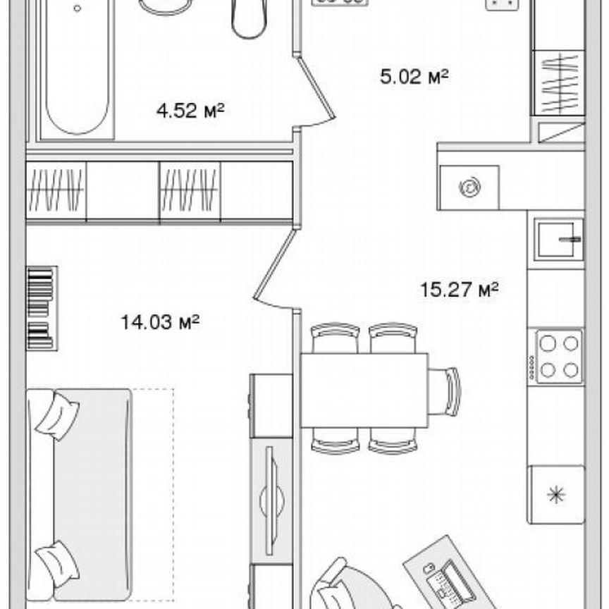 1-к. квартира, 38,8 м², 1/14 эт.