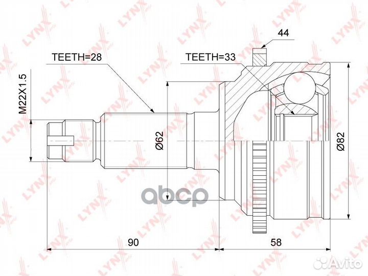 ШРУС внешний перед прав/лев CO3720A lynxauto