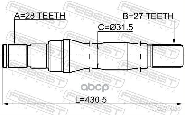 Полуось правая 27X430X28 1212IX35D3AT6 Febest