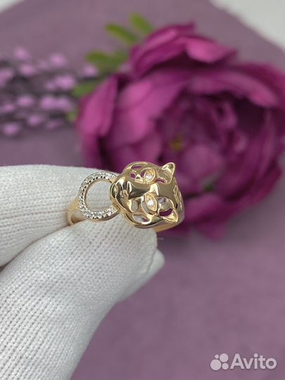 Золотое кольцо голова тигра