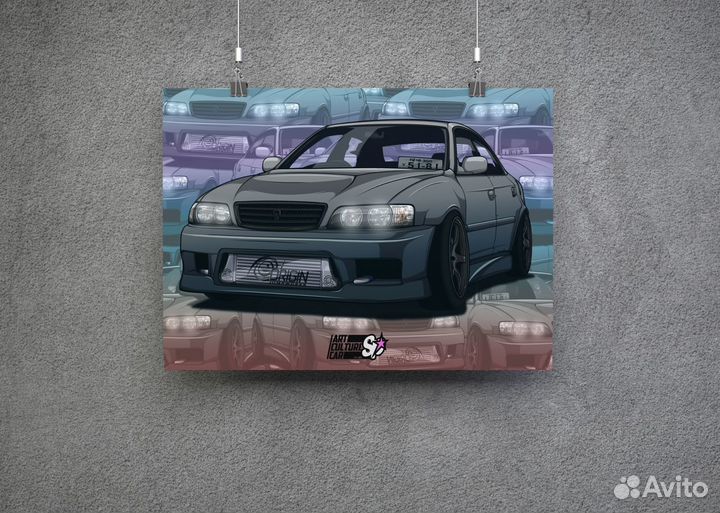 Плакат постер Toyota chaser чайзер А2 и А3