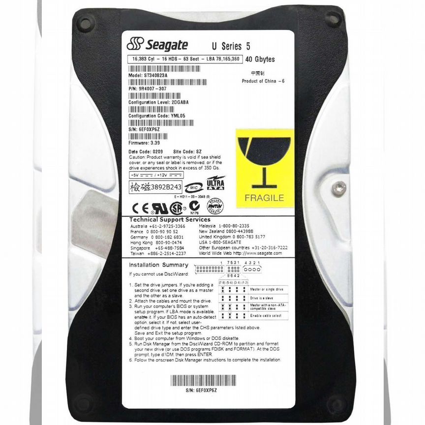 [ST340823A] Жесткий Диск Seagate 40gb Ide 3.5" Hdd St340823a