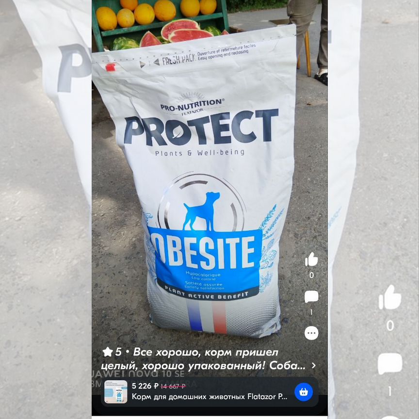 Корм сухой диетический для собак Protect obesite