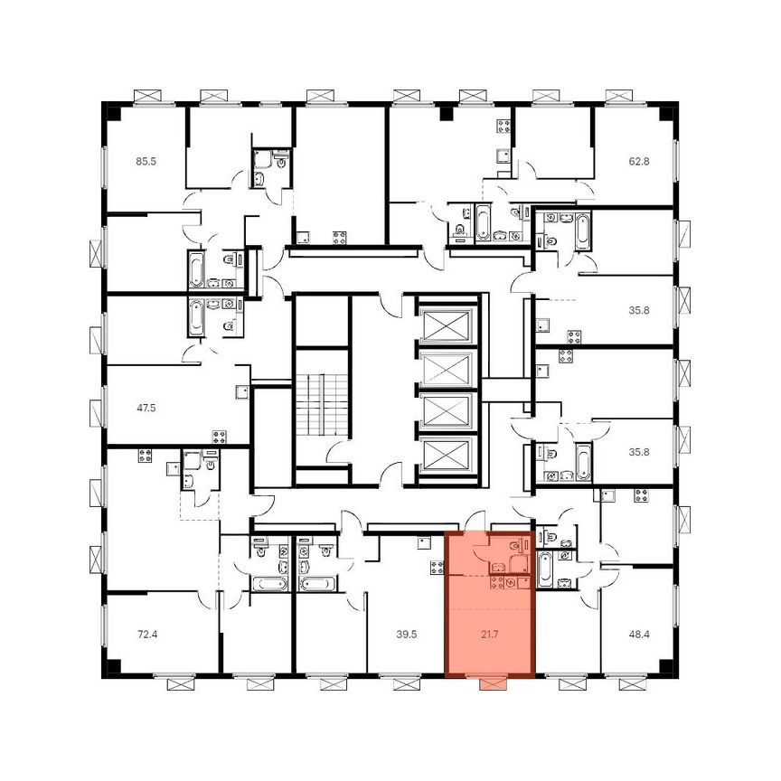 Квартира-студия, 21,7 м², 2/28 эт.