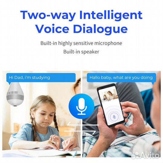 Панорамная охранная камера лампа Wi-Fi 1080P