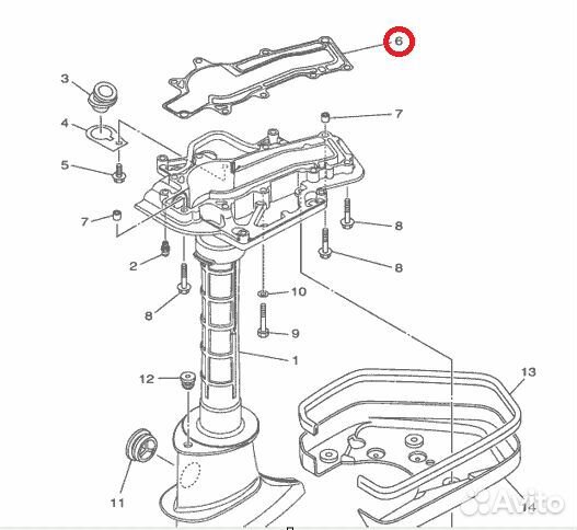 Прокладка под блок Yamaha F4-6 (premarine)