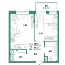 2-к. квартира, 41,4 м², 8/16 эт.