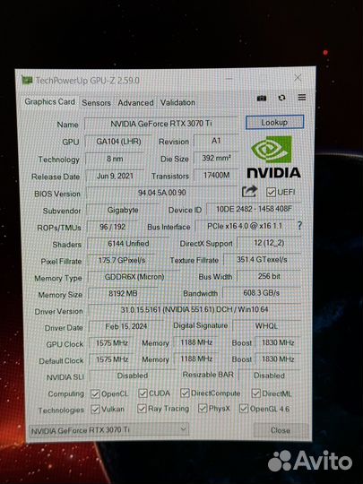 Видеокарта Rtx 3070 Ti Gaming OC