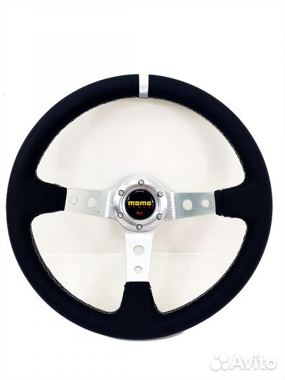 Руль momo Style - с выносом - 350мм (кожа/серая ст