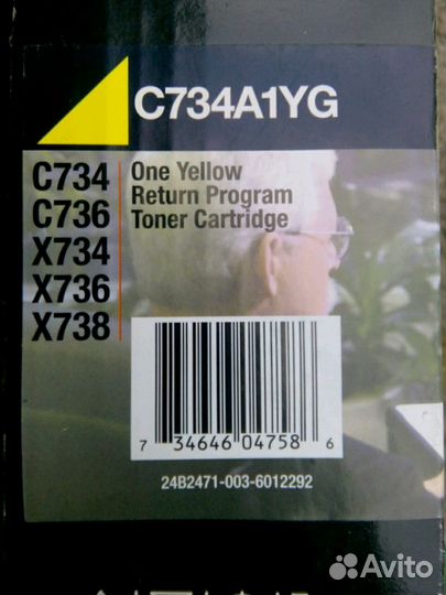 Новый оригинальный картридж Lexmark C734A1YG