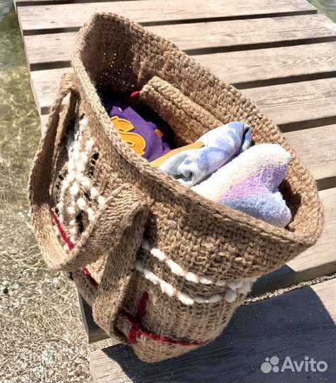 Сумка для путешествий из джута крючком