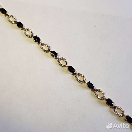 Золотой браслет с бриллиантами и природ.сапфирами