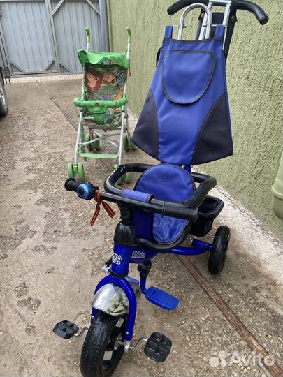 Детский велосипед и детская коляска