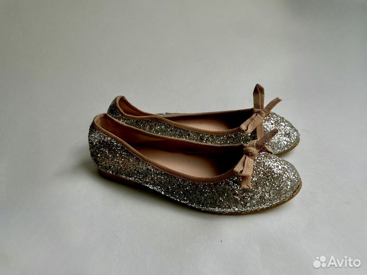 Балетки вечерние серебряные