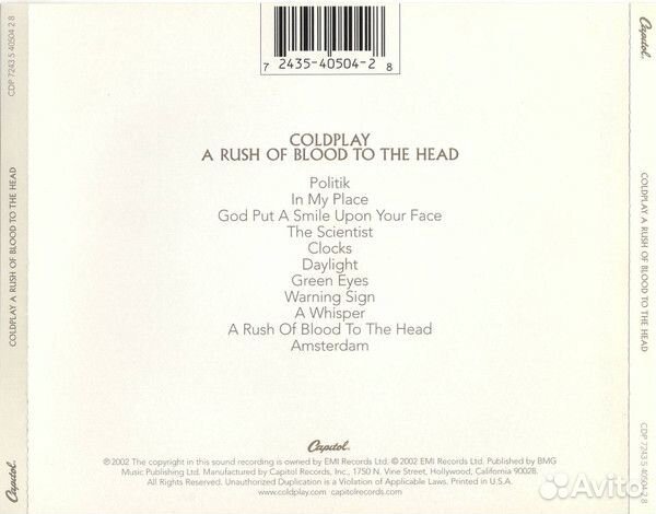 Coldplay - A Rush Of Blood To The Head (CD)