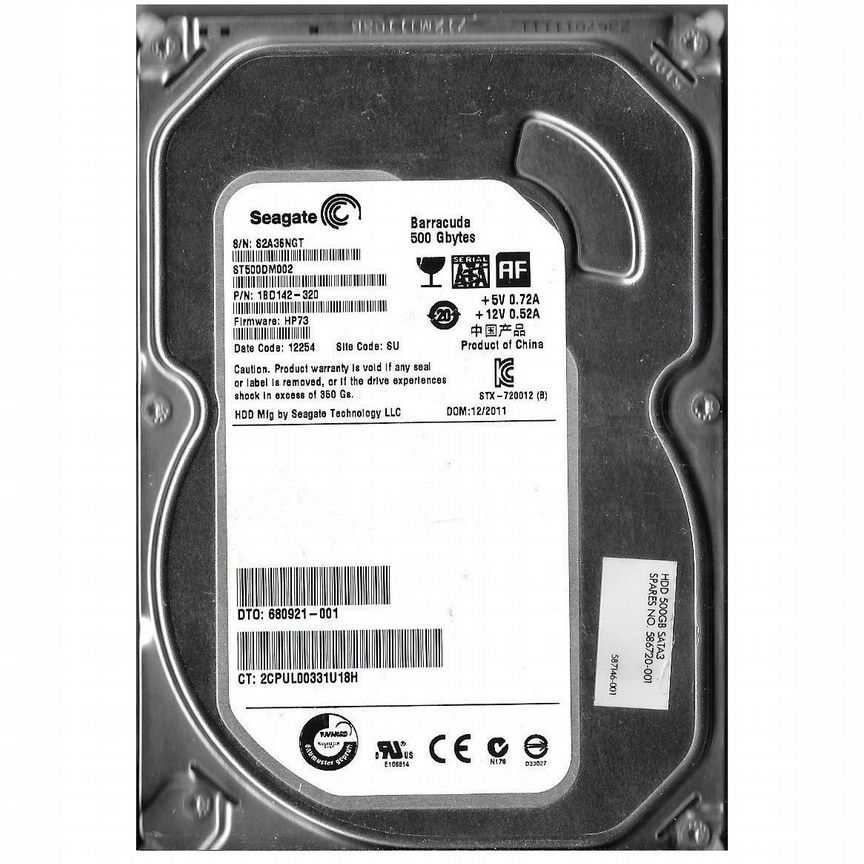 [587146-001] Жесткий Диск Hp 500gb Sata2 3,5" Hdd 587146-001