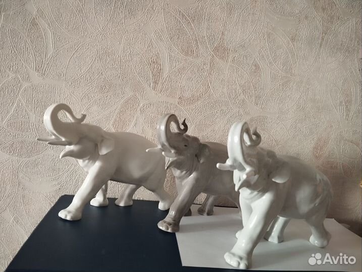 Статуэтки фарфоровые слоны лфз 8