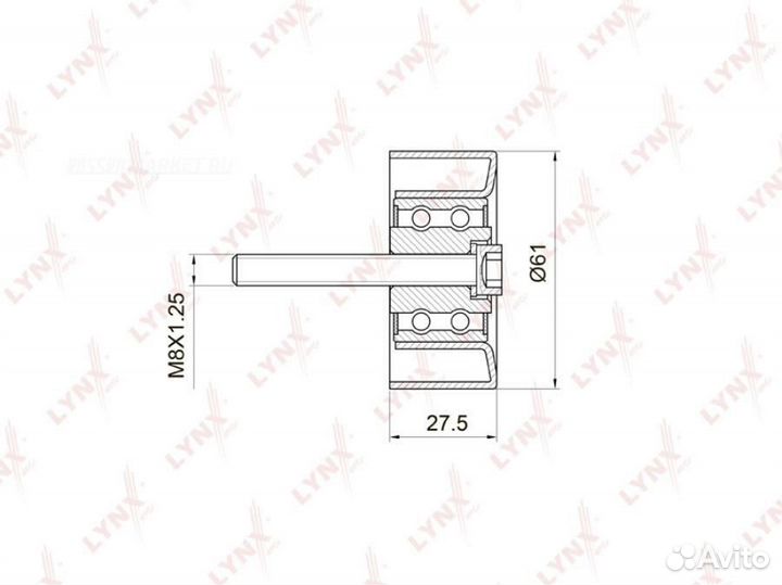 Lynxauto PB-3027 Ролик обводной ремня грм