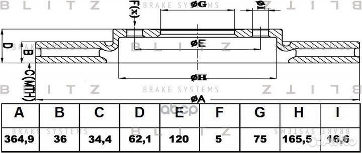 Диск тормозной вентилируемый перед BS0395 B