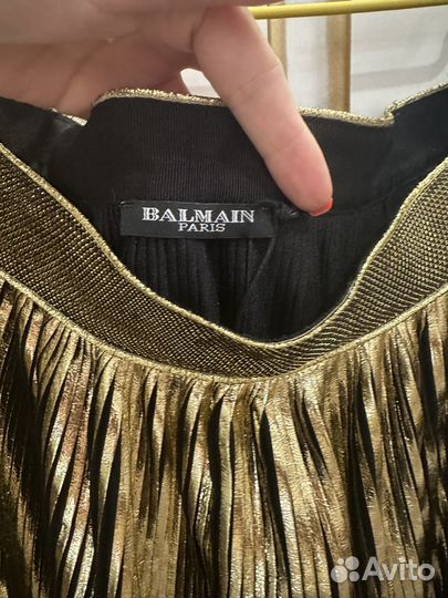 Металлизированная юбка плиссе Balmain