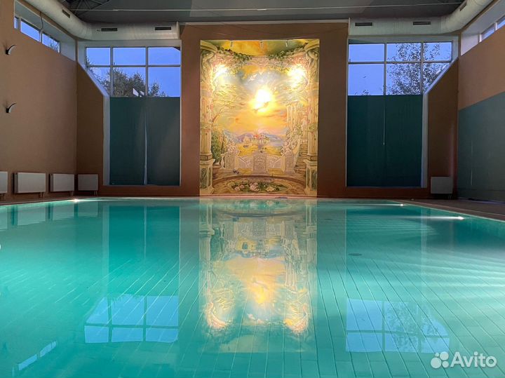 Большой бассейн с баней на дровах