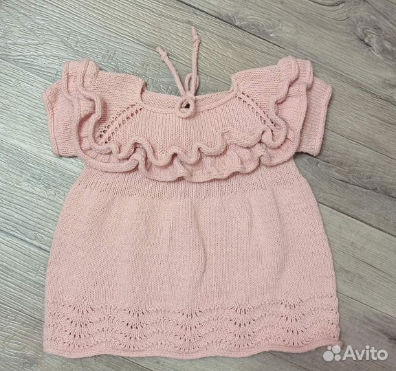 Вязаное платье для девочки 80-86