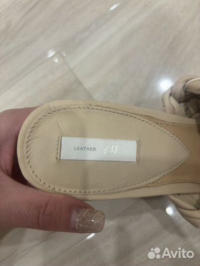 Кожаные шлепки мюли H&M 37, 38