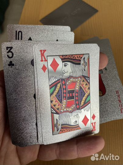 Пластиковые игральные карты 500 евро, серебро