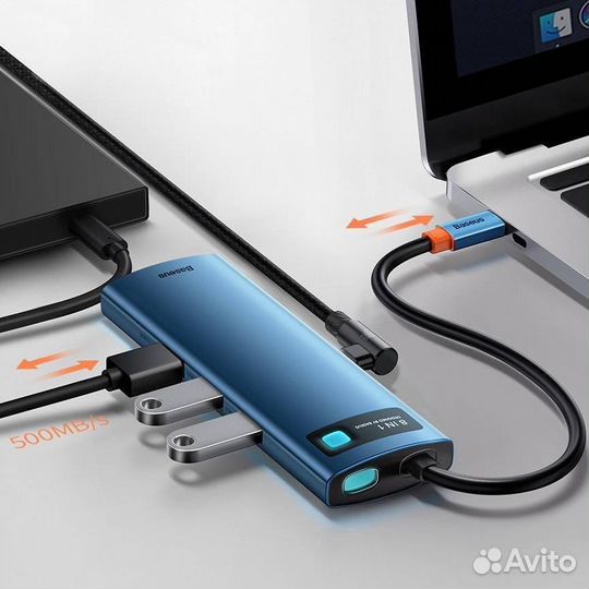 Переходник baseus Metal Gleam Series 8-in-1, Разве