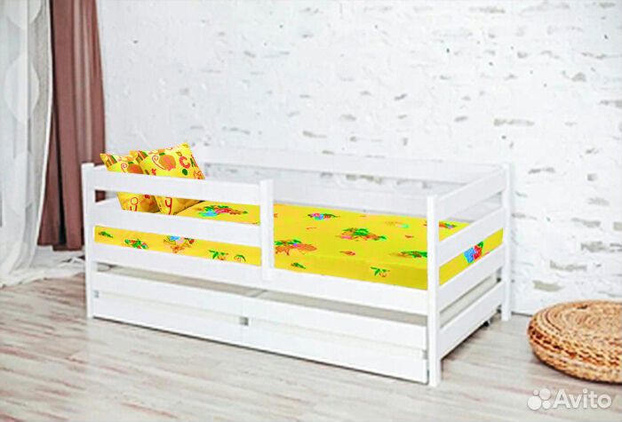 Кроватка софа эко высокий борт для малыша берёза