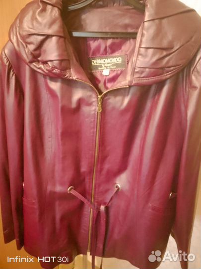 Куртка женская бордовая, кожаная