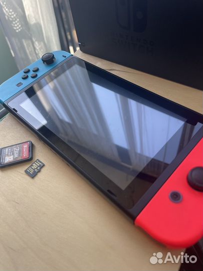 Nintendo switch rev 2 с играми + карта памяти