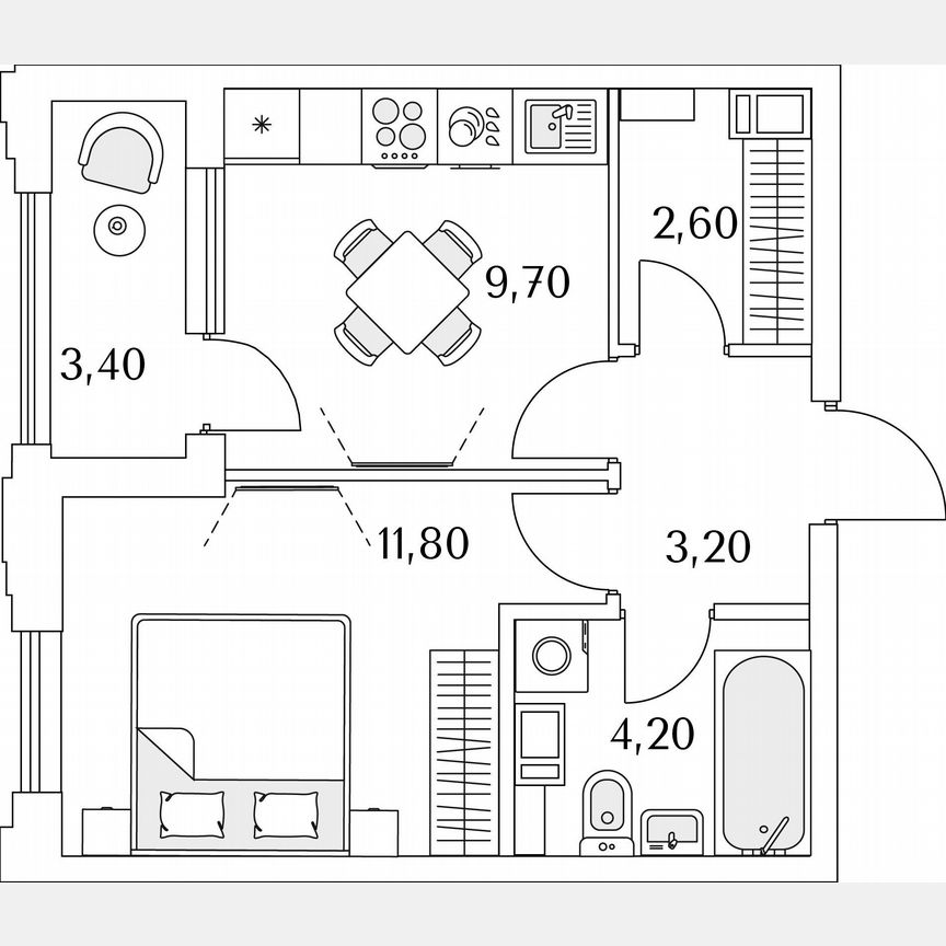 1-к. квартира, 58,4 м², 13/13 эт.