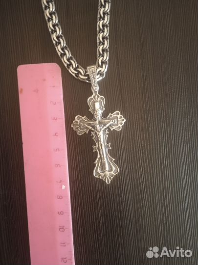 Мужская серебряная цепь бисмарк