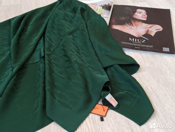 Зелёный платок Hermes шелк Жаккард 10 цв