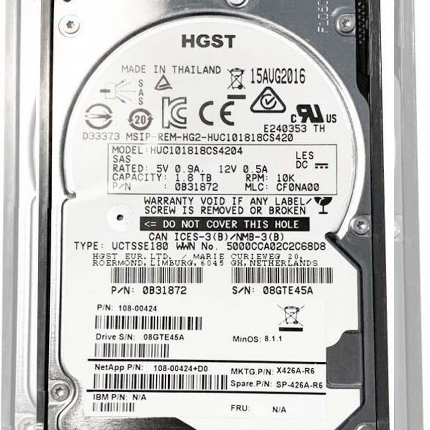 [HUC101818CS4204] Жесткий Диск Network Appliance X426a-R6 1.8tb Sas Huc101818cs4204