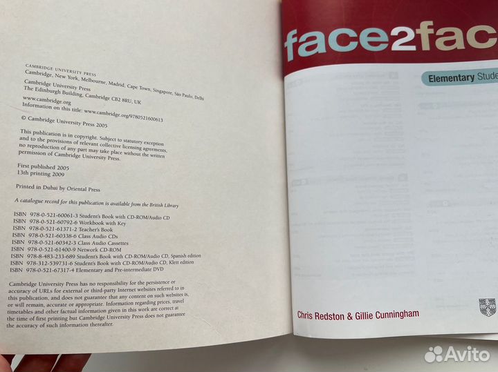 Учебник и рабочая тетрадь Face 2 Face Elementary